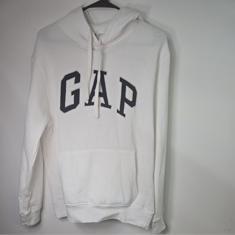 GAP Men's White Logo Hoodie Size s Pullover Cotton Sweatshirt